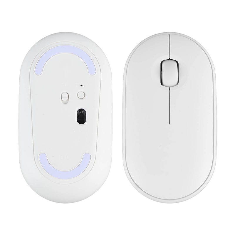 Wireless Mouse White 2.4G BT Mode Ultra Slim Silent Optical