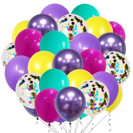60pcs Assorted Color rainbow Balloons, 12 Inch Metallic Purple Pink blue Yellow Confetti Balloons for Birthday Party Festivals Decorations