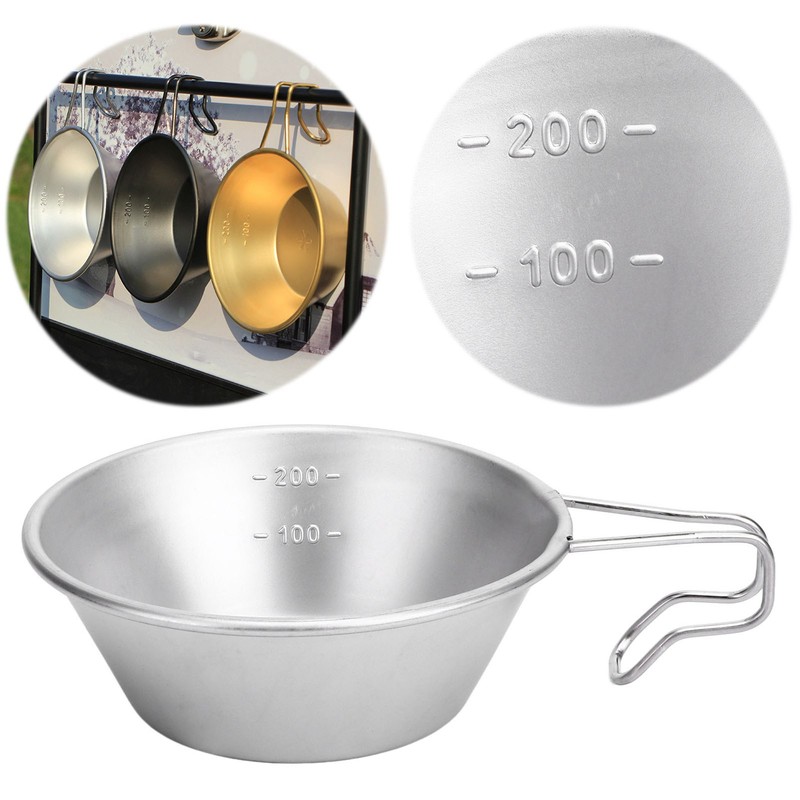 Camping Cup Backpacking Bowl Cup Stainless Steel with Hook Shape