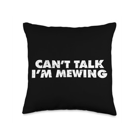 Mewing Funny Internet Craze Orthotropics Gifts Can't Talk Im Mewing Facial Tongue Posture Funny Meme Throw Pillow, 16x16, Multicolor