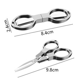 2Pcs Folding Scissors Stainless Steel Scissors Glasses-Shaped Mini Shear Safety Small Scissors Travel Scissors Fishing Scissors with Keyring Hole for Households School Office Fishing