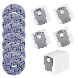 Microfiber Mop Pads Dust Bags for Roborock QV 35A/Qrevo S5V/Saros 10/10R/Q Revo/Qrevo S/Qrevo Pro/Qrevo MaxV/Qrevo Master/Qrevo Plus/S8 Max Ultra/S8 MaxV Ultra/Qrevo Slim Vacuum(6 PAD+ 4 BAG)