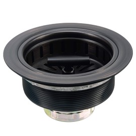 KONE 3-1/2 Inch Bronze Kitchen Sink Drain Oil Rubbed Bronze Stainless Steel Sink Drain Assembly Kit with Strainer Basket/Drain Stopper, Durable ORB Replacement for Standard Commercial Sink Drains