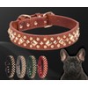 Pimaodog Spiked Studded Dog Collar, Adjustable Soft Leather Puppy Collar