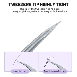 Natuhana High Precision Eyelash Tweezers Stainless Steel Eyelash Tweezers for Classic/Volume/Simple Fan Eyelash Extension, Straight & Curved Tip Ukraine Tweezers for Professionals & Beginners (A-02)