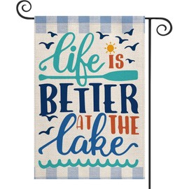 Life Is Better At The Lake Garden Flag 12x18 Inch Double Sided Lakeside Holiday Yard Decoration(B)