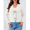 Saodimallsu Womens Puff Long Sleeve Sweaters V Neck Cropped Bow