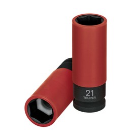 Truper D-7321-MLPD Dado Largo Impacto protección plástica 21 mm, 6 Puntas, Cuadro 1/2"
