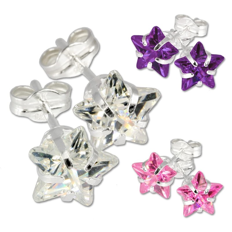 SilberDream SDO513V Silver Stud Earrings