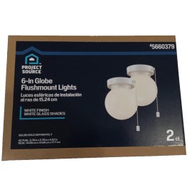 Project Source 2 -Light 6-in Gloss WhiteFlush Mount Light 2 -Pack