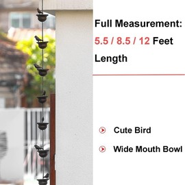 NISHZHU 1 x Rain Chain for Gutters, Mobile Birds on Cups, Rain Games with Attached Hanger and Birds