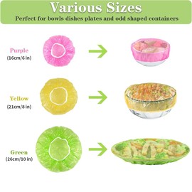 120 Pcs Bowl Covers for Bread Proofing, Plastic Shower Caps for Sourdough Bread, Food Covers Elastic Reusable Stretch, Colorful Dish Plate Covers,Alternative to foil, Plastic wrap