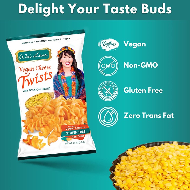 Wai Lana Chips Vegan Cheese Twists with Potato and Lentils