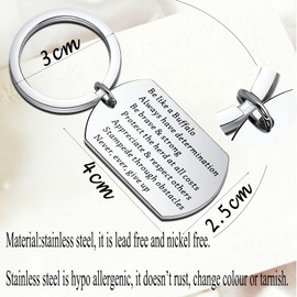 bobauna Buffalo Keychain Bison Animal Jewelry Gift Be Like A Buffalo Always Have Determination Be Brave And Strong (be like buffalo keychain)