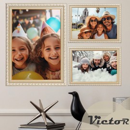 VictoR picture frame Chagall 5x7 beige gold frame, vintage antique frames with shutterprrof acrylic glass, baroque/antique