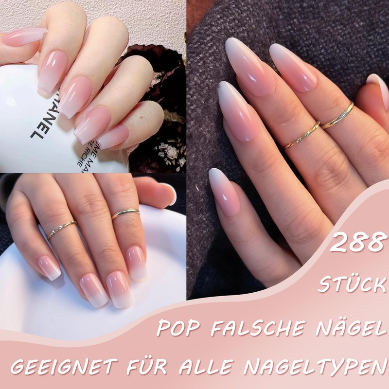 Virellay 288 Pieces White French Nail Art Gradient