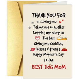 Obbyidk Cute Dog Mom Mother's Day Card, Sweet Mothers Day Card from Dog, Happy Mother's Day to The Best Dog Mom