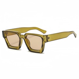 RUNHUIS Retro Thick Rectangular Sunglasses for Women Men Vintage Classic Large Square Frame Chunky Glasses, Olive Green/Champagne