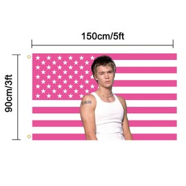 MAGJIUKE Chad American Flag Tapestry - Pink Michaell USA Flag 3x5 Feet,Muray Polyester Banner for College Dorm Room Bedroom Outdoor Parties Decor with Brass Grommets