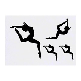 4 x 'Leaping Dancer' Temporary Tattoos - Water Resistant, Skin-Safe, Non-Toxic Transfers, Mixed Sizes (TO00070174)