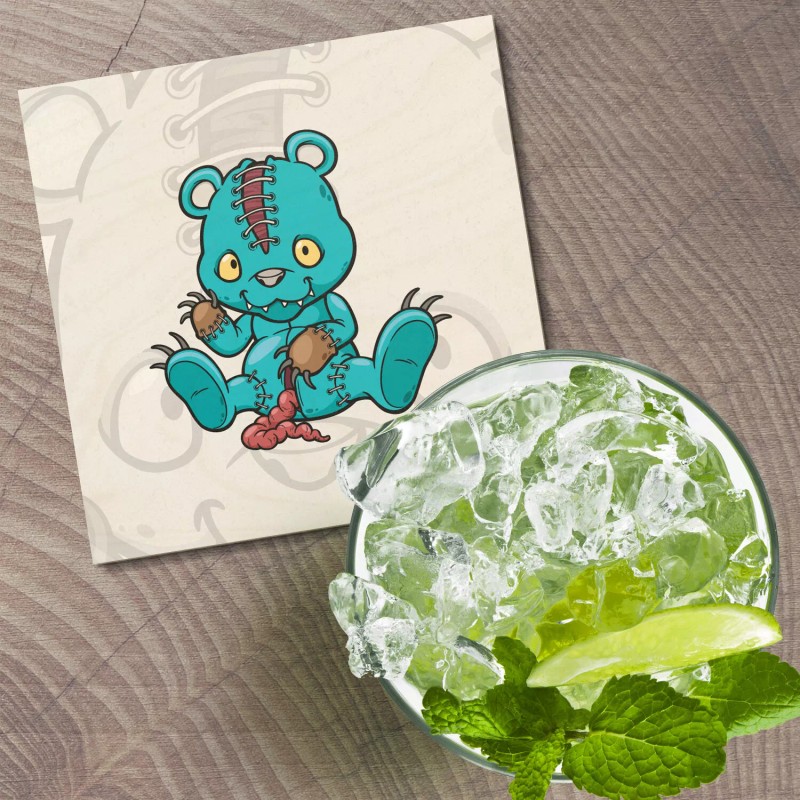 Unbranded Zombie Bear Animal 4'' X 4'' Square Wooden Coaster
