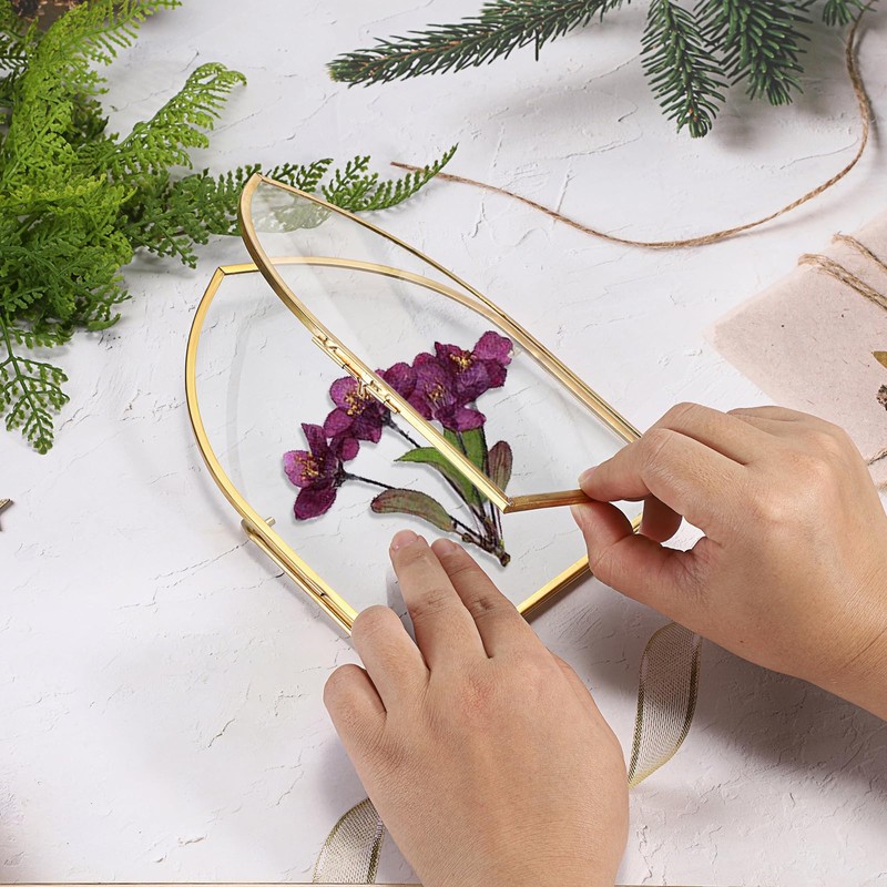 JUXYES 5x7 Inch Tabletop Double Glass Frame for Pressed Flowers,
