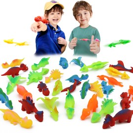 MIMIDOU 15 Pcs Finger Slingshot Dinosaurs Animal Toy, Funny Stretchable Flick Rubber Animals, a Variety Simulation Animals Great for Various Festivals and Parties.