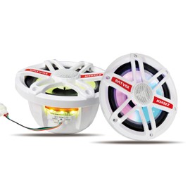 Gaooger MS65E2 6.5" Marine Speakers，300 Watt Max 2 Way IP67 Waterproof Boat Stereo System with 7-Color LED Lights, High-Power Handling for Boats and Outdoor Vehicles, White (2 Speaker)