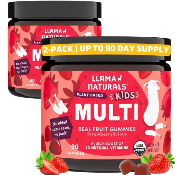 Llama Naturals Kids Multivitamin Gummies Vegan Organic with Vitamin D