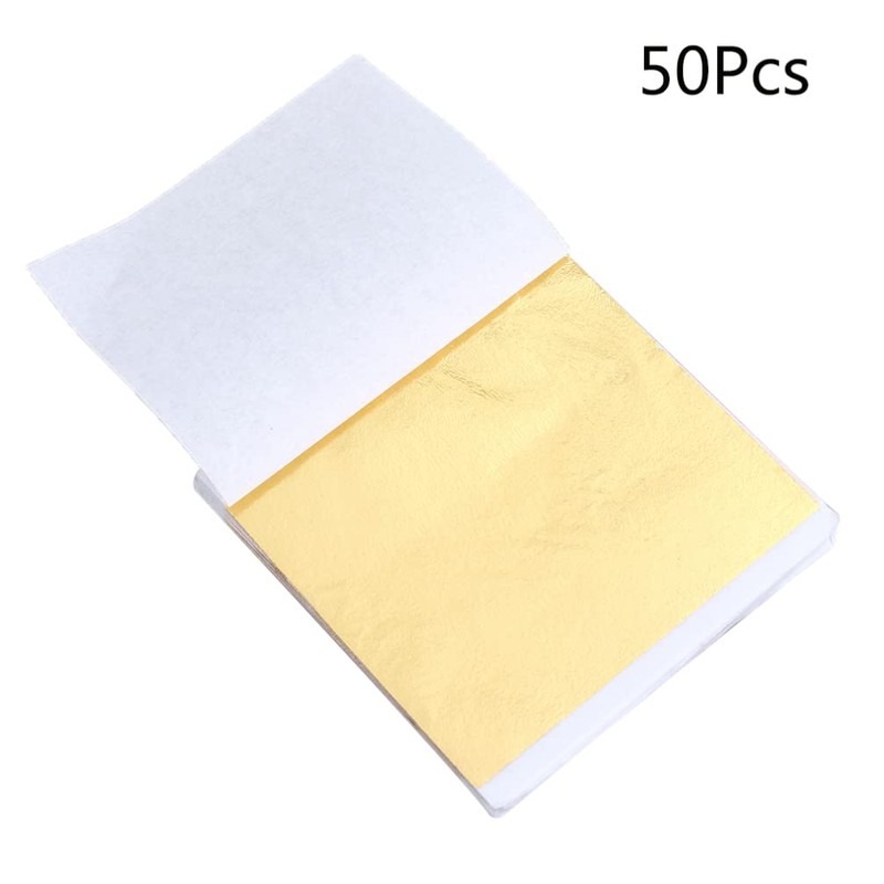SEWACC Shiny Foil Craft Decoration 50pcs Nail Foil 8x8.5cm Leaf