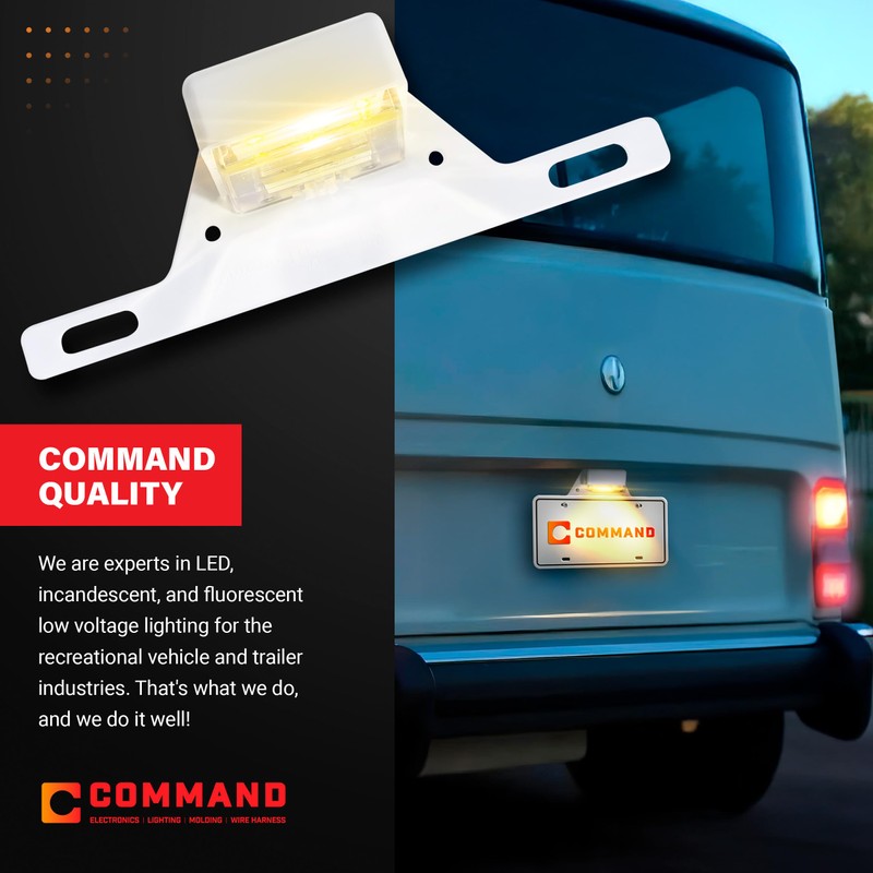 Command Electronics 12V LED License Plate Light with Mounting Bracket