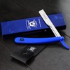 Men's Folding Razor in Blue with Leather Bag and Box