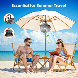 15000mAh Portable Camping Fan with Lantern, Rechargeable Battery Operated Fans with Hook, Glamping Tent Hanging Fan for RV Travel,Car Camping Essentials Accessories,Hiking Gear,Hurricane Survival Gear