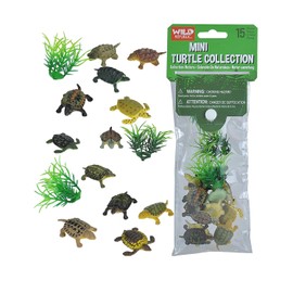 Wild Republic Mini bolsa de polietileno de tortuga, regalos para niños, juguetes educativos, bolsa reutilizable, 15 piezas