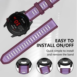 MYSNBKN Compatible with Garmin Forerunner 265/255 Watch Band, 22mm Silicone Sport Band for Garmin Venu 3/Venu 2/Vivoactive 4/Forerunner 265/255 Smart Watch