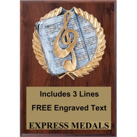 Express Medals 5 inch x 7 inch Music Plaque Trophy Award with Free Engraving