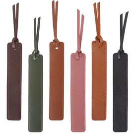 SOFPLATE Pack of 12 6 Colours Vintage Leather Bookmarks Bulk Pack Classic Stitched Bookmark with Rope PU Brown Retro Page Markers Reading Lovers Accessories for Women Men Adult Readers S