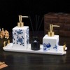 JHNIF Blue and White Porcelain Lotion Bottle with Gold Pump,