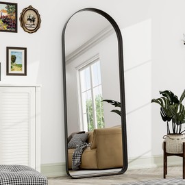 XRAMFY 65"x22" Arched Full Length Mirror, Black Metal Framed Bathroom Floor Mirror,Wall Mirror,Leaning Hanging for Home and Living Room