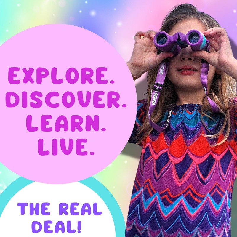 Kids Binoculars 8x21 - Purple Girls Gift Age 3-12, Shockproof