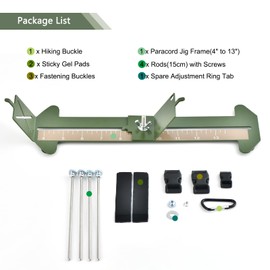 MONOBIN 2 in 1 Paracord Metal Jig, Adjustable Length Paracord Maker- Weaving DIY Craft Paracord Tool 4" to 13" with Buckles and Non-Slip Mat (Khaki, 13.2in)