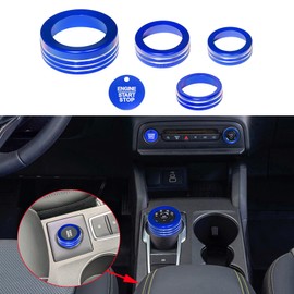BORUIEN for 2025 Ford Bronco Sport (NOT FIT Bronco) Accessories Interior Center Consoles AC Headlight Volume 4WD Wheel Drive Gear Shift Switch Knob Cover Aluminum Alloy 5Pcs (Blue, 2025+ Bronco Sport)
