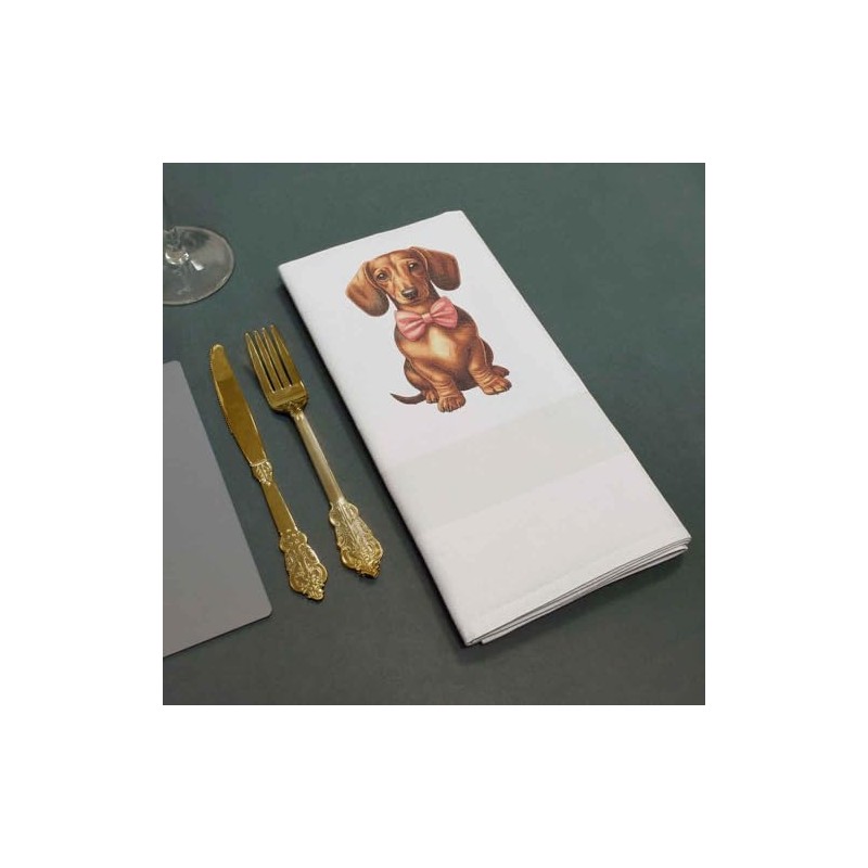 'Dachsund With Pink Bow Tie' Cotton Napkin/Dinner Cloth (NK00038902)