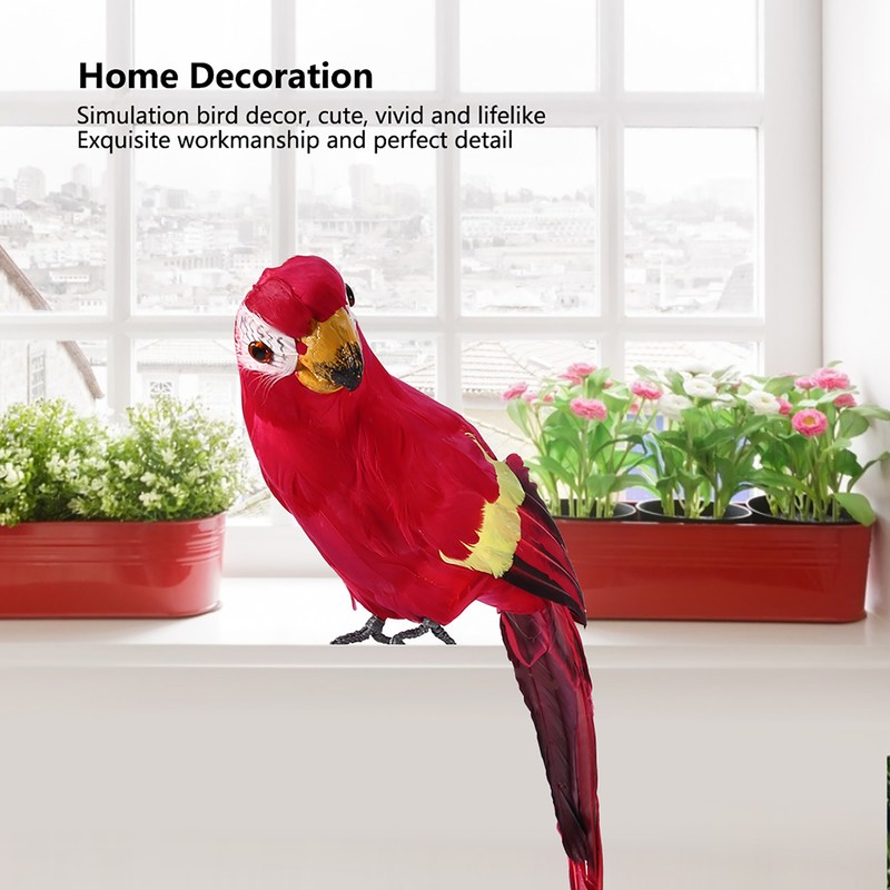 Simulation Feather Parrot Beautiful Artificial Bird Decor Party Garden Home