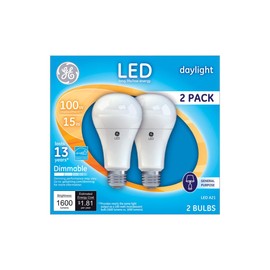 GE A21 E26 (Medium) LED Bulb Daylight 100 Watt Equivalence 2 pk