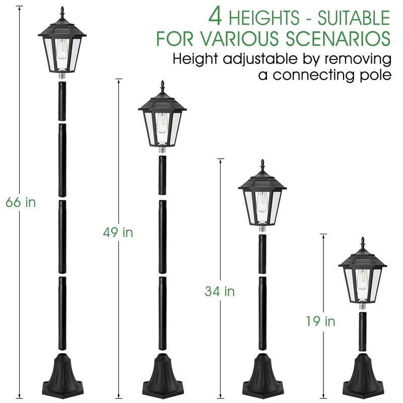 Eyrosa 66" Metal Solar Lamp Post Light 50 Lumens, 2