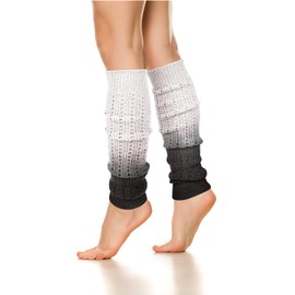 Benefeet Sox Neon Grey Leg Warmers for Women Girls 80s 90s Fashion Ribbed Knit Gradient Leg Warmers Thin Footless Thigh High Socks Winter Long Crochet Knit Boots Socks for Party Dance