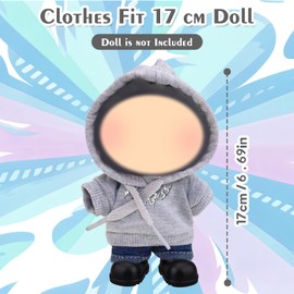 17 cm Doll Clothes Bambole, Grigio Sport Bambola Abbigliamento Accessori Set con Felpa Sport Denim Pantaloncini Borsa Scarpe Collana per Ragazze Regalo di Compleanno, No Bambola