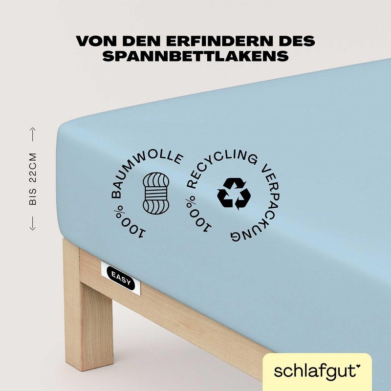 Schlafgut Easy Jersey Fitted Sheet 90 x 190 to 100