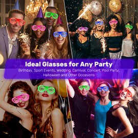 LED Glasses, Pack of 12 Neon Party Outfit Rave Glasses, LED Luminous Glasses, Party Glowing Glasses, Party Glasses, Funny Glasses for Carnival, Christmas, Birthday, New Year Party
